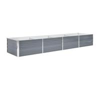 vidaXL Lit Surélevé Acier Galvanisé 320x80x45 cm Gris Jardinière Pot de Fleurs