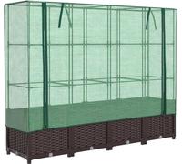 vidaXL Lit surélevé avec serre aspect rotin 160x40x138 cm