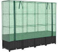 vidaXL Lit surélevé avec serre aspect rotin 160x40x138 cm