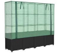vidaXL Lit surélevé avec serre aspect rotin 160x40x153 cm