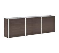 vidaXL Lit Surélevé Bac à Plante Pot à Fleurs Bac à Fleurs Jardinière Véranda Jardin Patio Extérieur Acier Galvanisé 240x40x77 cm Marron
