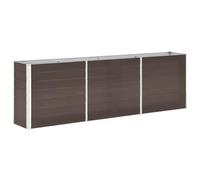 vidaXL Lit Surélevé Bac à Plante Pot à Fleurs Bac à Fleurs Jardinière Véranda Jardin Patio Extérieur Acier Galvanisé 240x40x77 cm Marron
