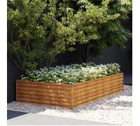 Lit Surélevé de Jardin, Jardinière d'Extérieur, Pot de Fleurs, Bac à Plantes, Boîte de Plantation Balcon Patio, 195x100x36 cm Acier Corten