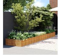 Lit Surélevé de Jardin, Jardinière d'Extérieur, Pot de Fleurs, Bac à Plantes, Boîte de Plantation Balcon Patio, 482x100x36 cm Acier Corten