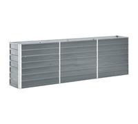 vidaXL Bac de jardin en acier galvanisé 240x40x77 cm - Fond ouvert, résistant aux intempéries Gris