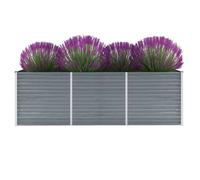 Vidaxl Lit Surélevé De Jardin Acier Galvanisé 240x80x77 Cm Gris Gris