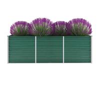 vidaXL Bac à Fleurs surélevé en Acier Galvanisé 240x80x77 cm, Vert, Bac à Plantes à Fond Ouvert, Résistant aux Intempéries, 44841