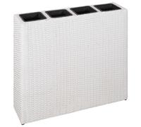 vidaXL Lit Surélevé de Jardin avec 4 Pots Résine Tressée Blanc Jardinière