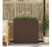 vidaXL Lit surélevé de jardin avec 4 pots Résine tressée Marron