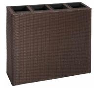 vidaXL Lit surélevé de jardin – 4 pots – Résine tressée Marron