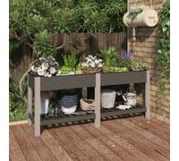 Lit surélevé de jardin avec étagère Gris 175x50x75 cm WPC 362572