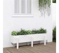 Vidaxl Lit Surélevé De Jardin Blanc 121x30x38 Cm Bois De Pin Massif