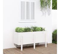 Lit surélevé de jardin blanc 121x50x57 cm bois de pin massif, lit surélevé, lit de fleurs surélevé, jardinière surélevée, lit de jardin