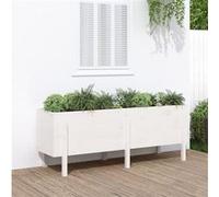 Vidaxl Lit Surélevé De Jardin Blanc 160x50x57 Cm Bois De Pin Massif