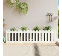 vidaXL Lit Surélevé de Jardin Design de Clôture, Bac à Fleurs, Pot de Plantes, Jardinière de Jardin, Marron 200x50x50 cm Bois de Pin Massif