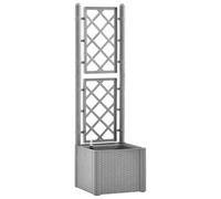 vidaXL Lit Surélevé de Jardin et Treillis et Système d'Arrosage Jardinière Bac à Fleurs Pot de Plantes Lit de Plantation Balcon Patio Gris