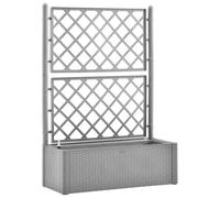 vidaXL Lit Surélevé de Jardin et Treillis et Système d'Arrosage Jardinière Bac à Fleurs Pot de Plantes Lit de Plantation Balcon Patio Gris