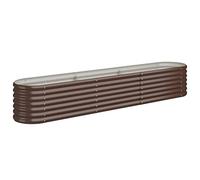 vidaXL Lit Surélevé de Jardin Pot à Fleurs Boîte à Plantes Lit Surélevé Patio Terrasse Extérieur Acier Enduit de Poudre 224x40x36 cm Marron