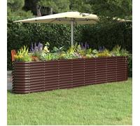 vidaXL Lit Surélevé de Jardin Pot à Fleurs Boîte à Plantes Lit Surélevé Patio Terrasse Extérieur Acier Enduit de Poudre 332x40x68 cm Marron
