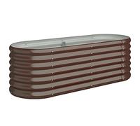 vidaXL Lit Surélevé de Jardin Pot à Fleurs Boîte à Plantes Lit Surélevé Patio Terrasse Extérieur Acier Galvanisé 114x40x36 cm Marron