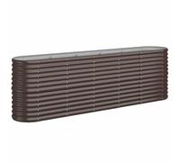 vidaXL Lit Surélevé de Jardin Pot à Fleurs Boîte à Plantes Lit Surélevé Patio Terrasse Extérieur Acier Enduit de Poudre 224x40x68 cm Marron