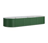 vidaXL Lit Surélevé de Jardin Pot à Fleurs Boîte à Plantes Lit Surélevé Patio Terrasse Extérieur Acier Enduit de Poudre 224x80x36 cm Vert
