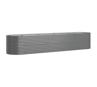 vidaXL Lit Surélevé de Jardin Pot à Fleurs Boîte à Plantes Lit Surélevé Patio Terrasse Extérieur Acier Enduit de Poudre 368x80x68 cm Gris
