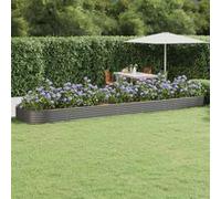 Lit Surélevé de Jardin Pot à Fleurs Boîte à Plantes Lit Surélevé Patio Terrasse Extérieur Acier Enduit de Poudre 600x140x36 cm Gris