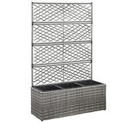 vidaXL Lit Surélevé en Treillis 3 Pots Bac à Plante Pot de Fleurs Jardinière Jardin Patio Terrasse Extérieur 83x30x130 cm Résine Tressée Gris