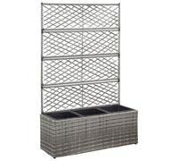 Vidaxl Lit Surélevé En Treillis 3 Pots 83x30x130cm Résine Tressée Gris Gris