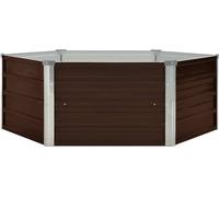 vidaXL Lit surélevé Marron 129 x 129 x 46 cm Acier galvanisé