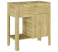 vidaXL Lit surélevé Marron 85 x 46 x 96 cm Bois de pin Massif, Jardin et Terrasse, Jardinières Rustiques, Lit en Bois, Décor Extérieur, Herbes, Fleurs