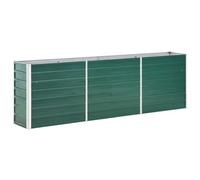 vidaXL Lit Surélevé Pot à Fleurs Bac à Plante Jardinière Pot de Plantes Herbes Jardin Cour Arrière Extérieur Acier Galvanisé 240x40x77 cm Vert