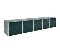 vidaXL Lit Surélevé Pot de Fleurs Bac à Plante Pot de Plante Jardinière Véranda Jardin Balcon Extérieur Acier Galvanisé 400x80x77 cm Vert