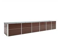 vidaXL Lit Surélevé Pot de Fleurs Bac à Plante Pot de Plante Jardinière Véranda Jardin Balcon Extérieur Acier Galvanisé 480x80x77 cm Marron