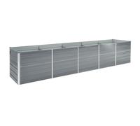 vidaXL Lit Surélevé Pot de Fleurs Bac à Plante Pot de Plante Jardinière Véranda Jardin Balcon Extérieur Acier Galvanisé 400x80x45 cm Gris