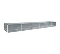 vidaXL Lit Surélevé Pot de Fleurs Bac à Plante Pot de Plante Jardinière Véranda Jardin Balcon Extérieur Acier Galvanisé 480x80x45 cm Gris
