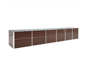 vidaXL Lit Surélevé Pot de Fleurs Bac à Plante Pot de Plante Jardinière Véranda Jardin Balcon Extérieur Acier Galvanisé 480x80x77 cm Marron