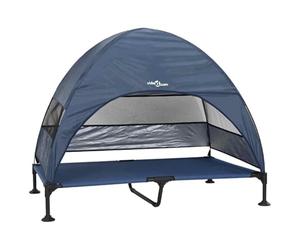 vidaXL Lit surélevé pour Chien 127 x 81 x 108 cm Tissu et Acier | Il a un look chouette en bleu marine avec une texture toute douce, Fait de tubes en acier super résistants,