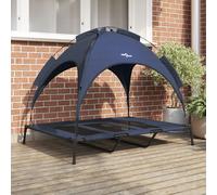 Vidaxl Lit Surélevé Pour Chien Avec Toit Amovible Bleu Marine Xl Acier