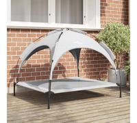 Vidaxl Lit Surélevé Pour Chien Avec Toit Amovible Gris Argenté Xl En Acier