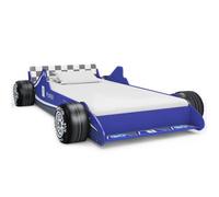 Lit enfant voiture de course bleu 90x200 cm avec rails de sécurité, lattes robustes