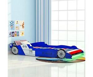 vidaXL Lit Voiture de Course pour Enfants avec LED 90 x 200 cm Bleu