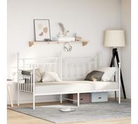 Vidaxl Lits & Cadres De Lit Blanc Métal Simple Durable Lit Simple Blanc