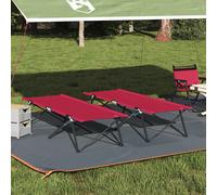 Vidaxl Lits De Soleil Pliants Avec Sacs De Transport 2 Pcs Rouge Tissu Oxford 600d