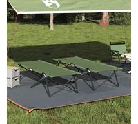 vidaXL Lits de soleil pliants avec sacs de transport 2 pcs Vert armée 600D Tissu Oxford