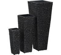 vidaXL Lits surélevés 3 pcs Jacinthe d'eau Noir45570 Noir G