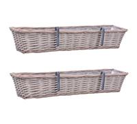 Vidaxl Lits Surélevés De Balcon 2 Pcs 80x20x15 Cm Osier Doublure En Pe Marron