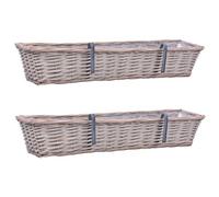 vidaXL Lits surélevés de balcon 2 pcs 80x20x15 cm Osier doublure en PE Marron