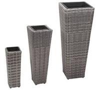 vidaXL Lits surélevés de jardin 3 pcs Résine tressée Gris Vert G